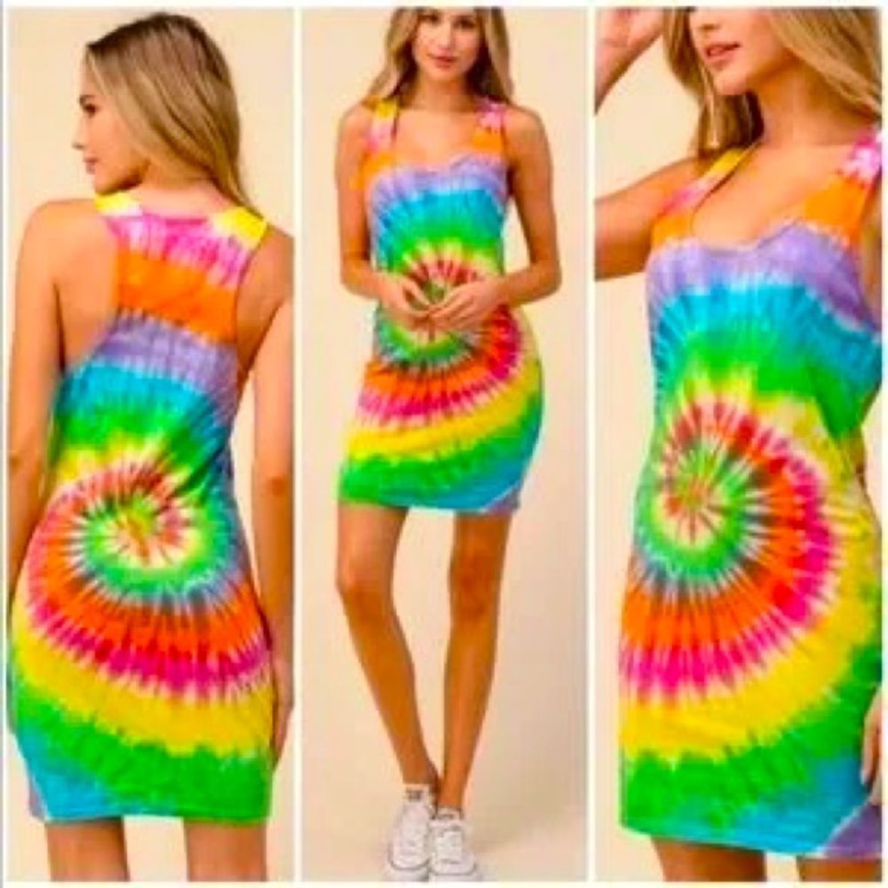 Tie Dye Rainbow Mini Dress - Picture 5 of 16